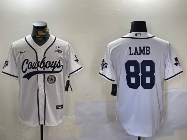Men's Dallas Cowboys #88 CeeDee Lamb White 2022 Olive Salute To Service Cool Base Stitched Baseball Jerseys