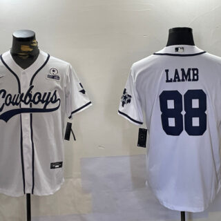 Men's Dallas Cowboys #88 CeeDee Lamb White 2022 Olive Salute To Service Cool Base Stitched Baseball Jerseys