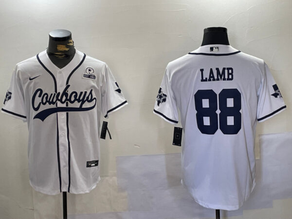 Men's Dallas Cowboys #88 CeeDee Lamb White 2022 Olive Salute To Service Cool Base Stitched Baseball Jerseys