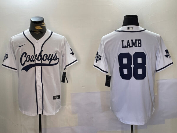 Men's Dallas Cowboys #88 CeeDee Lamb White 2022 Olive Salute To Service Cool Base Stitched Baseball Jersey