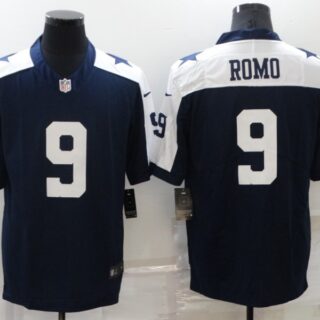 Men's Dallas Cowboys #9 Tony Romo Navy White Stitched Jersey