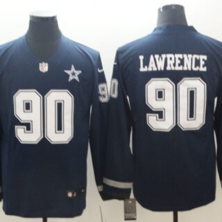 Men's Dallas Cowboys #90 Demarcus Lawrence Navy Therma Long Sleeve Limited Jersey