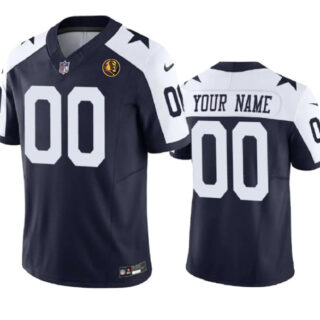 Men's Dallas Cowboys Active Player Custom Navy 2023 F.U.S.E. With John Madden Patch Vapor Limited Stitched Football Jersey