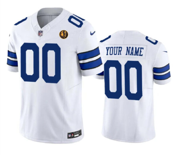 Men's Dallas Cowboys Active Player Custom White 2023 F.U.S.E. With John Madden Patch Vapor Limited Stitched Football