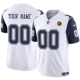 Men's Dallas Cowboys Active Player Custom White 2023 F.U.S.E. With John Madden Patch Vapor Limited Stitched Football Jersey