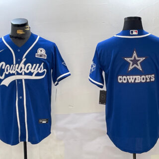 Men's Dallas Cowboys Big Logo Royal With Patch Cool Base Stitched Baseball Jerseys