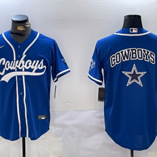 Men's Dallas Cowboys Big Logo Royal With Patch Cool Base Stitched Baseball Jerseys