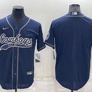 Men's Dallas Cowboys Blank Navy Cool Base Stitched Baseball Jersey