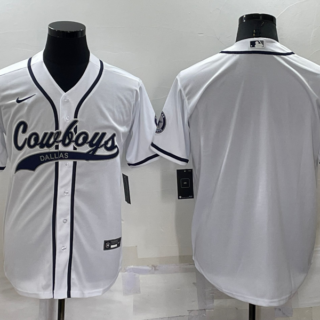 Men's Dallas Cowboys Blank White Cool Base Stitched Baseball Jersey