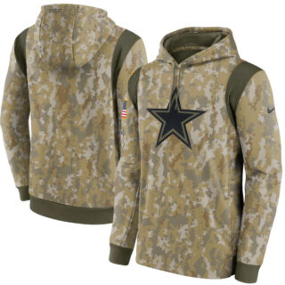 Men's Dallas Cowboys Camo 2021 Salute To Service Therma Performance Pullover Hoodie