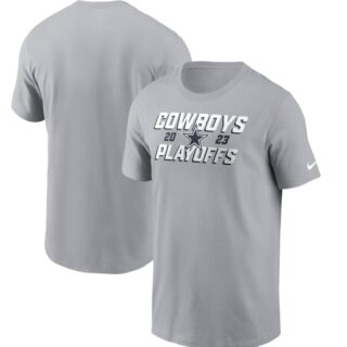 Men's Dallas Cowboys Gray 2023 NFL Playoffs Iconic T-Shirt