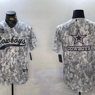 Men's Dallas Cowboys Team Big Logo 2024 Arctic Camo Salute To Service Stitched Baseball Jerseys