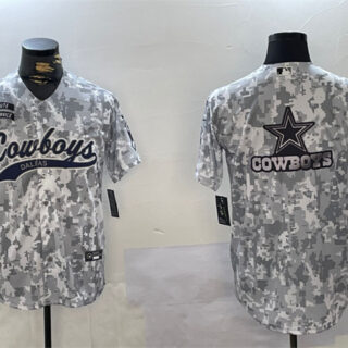 Men's Dallas Cowboys Team Big Logo 2024 Arctic Camo Salute To Service Stitched Baseball Jerseys