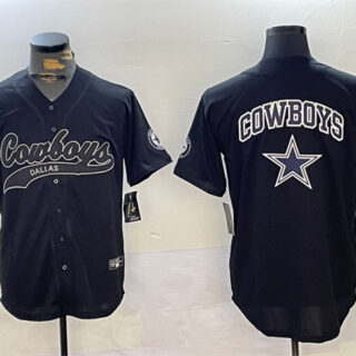 Men's Dallas Cowboys Team Big Logo Black With Patch Cool Base Stitched Baseball Jerseys
