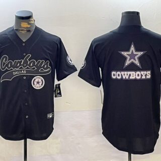 Men's Dallas Cowboys Team Big Logo Black With Patch Cool Base Stitched Baseball Jerseys