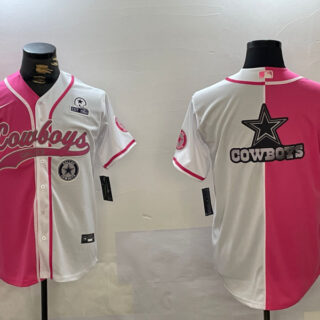 Men's Dallas Cowboys big logo Red White With Patch Cool Base Stitched Baseball Jersey