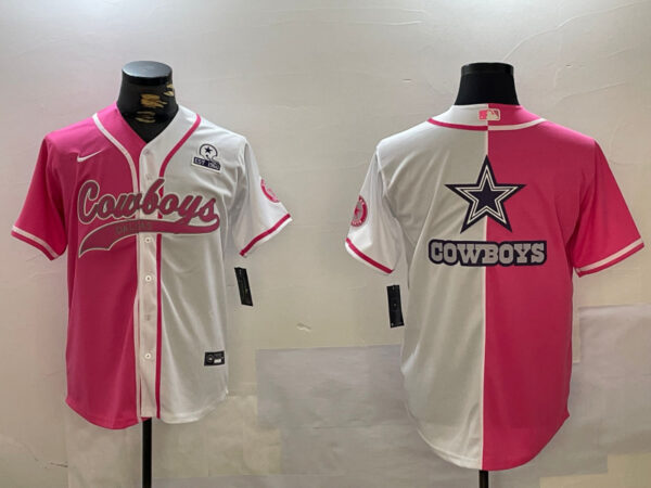 Men's Dallas Cowboys big logo Red White With Patch Cool Base Stitched Baseball Jerseys