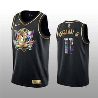 Men's Dallas Mavericks #11 Tim Hardaway Jr. 2021 22 Black Golden Edition 75th Anniversary Diamond Logo Stitched Basketball Jersey