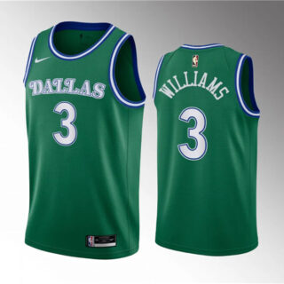 Men's Dallas Mavericks #3 Grant Williams Green Classic Edition Stitched Basketball Jersey