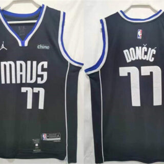 Men's Dallas Mavericks #77 Luka Doncic Black Stitched Jersey