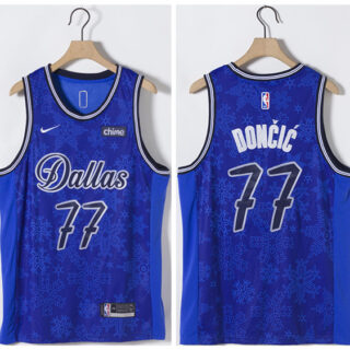 Men's Dallas Mavericks #77 Luka Doncic Blue Stitched Basketball Jersey