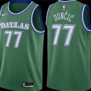 Men's Dallas Mavericks #77 Luka Doncic Green Classic Edition Stitched Basketball Jersey