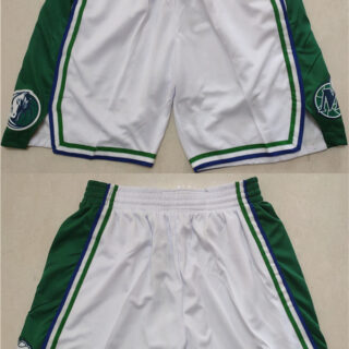 Men's Dallas Mavericks White-Green 75th Anniversary Shorts (Run Small)