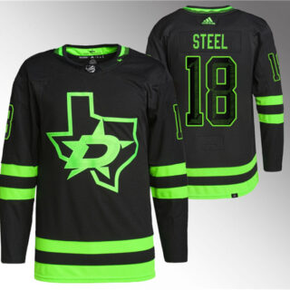 Men's Dallas Stars #18 Sam Steel Black Stitched Jersey