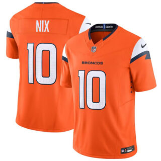 Men's Denver Broncos #10 Bo Nix Orange 2024 Draft F.U.S.E. Vapor Limited Stitched Football Jersey