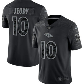 Men's Denver Broncos #10 Jerry Jeudy Black Reflective Limited Stitched Football Jersey