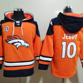 Men's Denver Broncos #10 Jerry Jeudy Orange Ageless Must-Have Lace-Up Pullover Hoodie