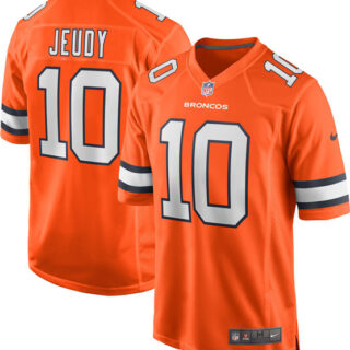 Men's Denver Broncos #10 Jerry Jeudy Orange Game Stitched Jersey