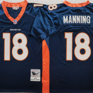 Men's Denver Broncos #18 Peyton Manning Navy Throwback Stitched Jersey