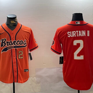 Men's Denver Broncos #2 Pat Surtain II Orange Cool Base Stitched Baseball Jerseys