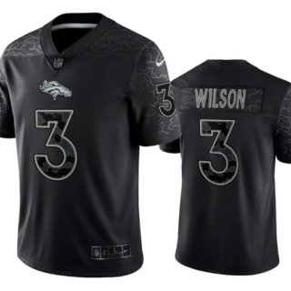 Men's Denver Broncos #3 Russell Wilson Black Reflective Limited Stitched Football Jersey