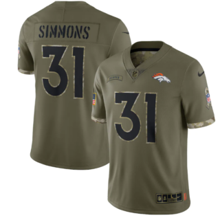 Men's Denver Broncos #31 Justin Simmons Olive 2022 Salute To Service Limited Stitched Jersey