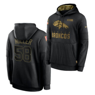 Men's Denver Broncos #58 Von Miller 2020 Salute To Service Black Sideline Performance Pullover Hoodie