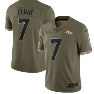 Men's Denver Broncos #7 John Elway Olive 2022 Salute To Service Limited Stitched Jersey