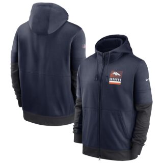 Men's Denver Broncos New 2020 Nike Gray Black Fan Gear Mascot Performance Full Zip Hoodie