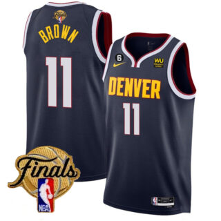 Men's Denver Nuggets #11 Bruce Brown Navy 2023 Finals Icon Edition With NO.6 Patch Stitched Basketball Jersey