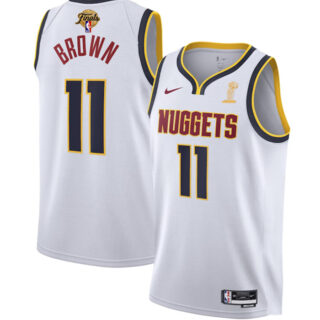 Men's Denver Nuggets #11 Bruce Brown White 2023 Finals Association Edition Stitched Basketball Jersey