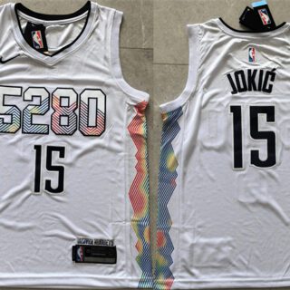 Men's Denver Nuggets #15 Nikola Jokić White 2024 City Edition Stitched Basketball Jersey