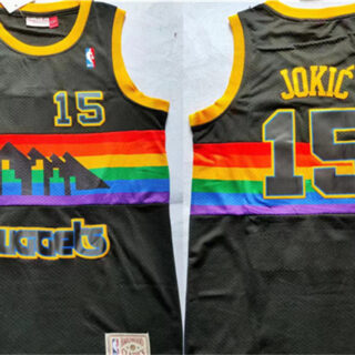 Men's Denver Nuggets #15 Nikola Jokic Black Throwback Stitched Jersey
