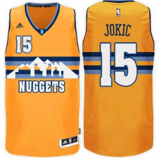 Men's Denver Nuggets #15 Nikola Jokic Gold 2016-17 Swingman Stitched Basketball Jersey