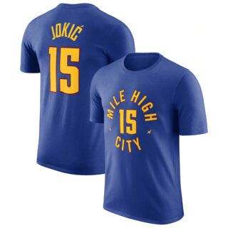 Men's Denver Nuggets #15 Nikola Jokic Royal 2022 23 Statement Edition Name & Number T-Shirt