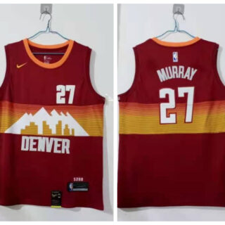 Men's Denver Nuggets #27 Jamal Murray Red 2021 City Edition NBA Swingman Jersey With The Sponsor Logo
