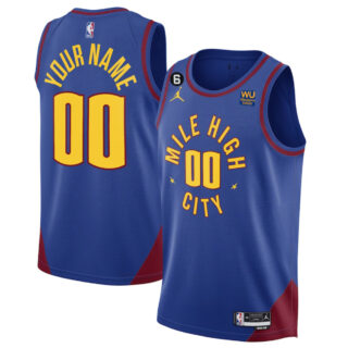 Men's Denver Nuggets Active Player Custom Blue 2022 23 Statement Edition With NO.6 Patch Stitched Jersey
