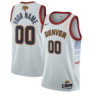 Men's Denver Nuggets Active Player Custom White 2023 Finals Champions Icon Edition Stitched Basketball Jersey