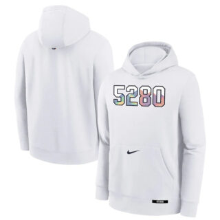 Men's Denver Nuggets White 2024 25 City Edition Fleece Club Pullover Hoodie