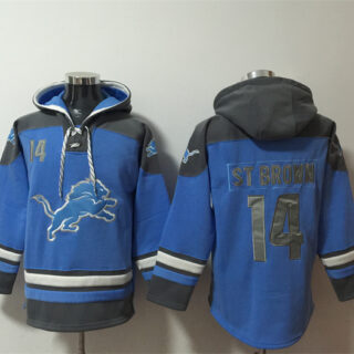 Men's Detroit Lions #14 Amon-Ra St. Brown Blue Ageless Must-Have Lace-Up Pullover Hoodie